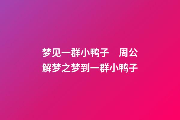 梦见一群小鸭子　周公解梦之梦到一群小鸭子
